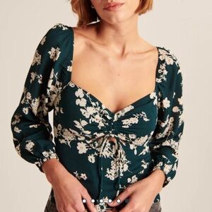 abercrombie and fitch long-sleeve cinched cut out top NWOT size Large